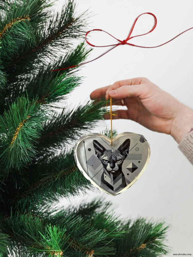 🎄 Vánoční ozdoba - geometrická královna - průhledné srdce 🖤